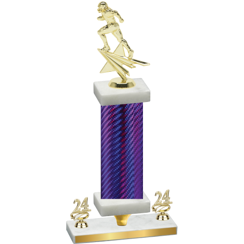 Premium Single Purple Carbon Fiber Year Football Trophy