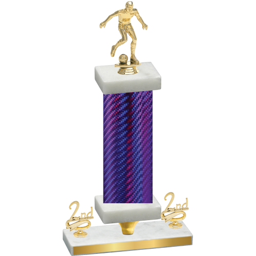 Premium Single Purple Carbon Fiber Second Place Soccer Trophy