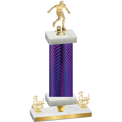 Premium Single Purple Carbon Fiber Third Place Soccer Trophy