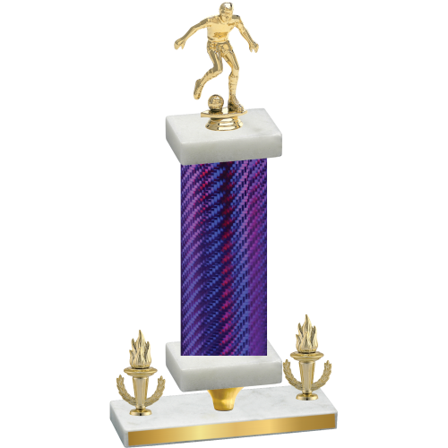 Premium Single Purple Carbon Fiber Victory Soccer Trophy