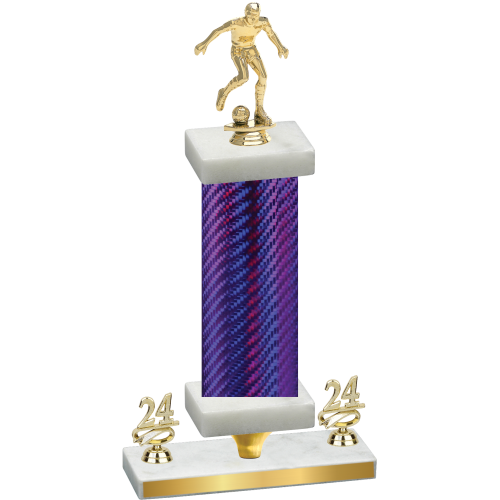 Premium Single Purple Carbon Fiber Year Soccer Trophy