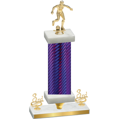 Premium Single Purple Carbon Fiber Third Place Soccer Trophy