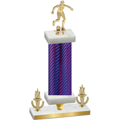 Premium Single Purple Carbon Fiber Victory Soccer Trophy