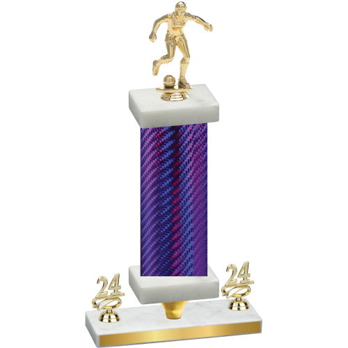 Premium Single Purple Carbon Fiber Year Soccer Trophy