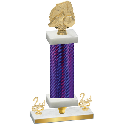 Premium Single Purple Carbon Fiber Second Place Soccer Trophy