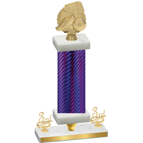 Premium Single Purple Carbon Fiber Third Place Soccer Trophy