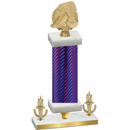 Premium Single Purple Carbon Fiber Victory Soccer Trophy