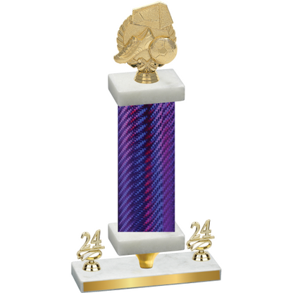 Premium Single Purple Carbon Fiber Year Soccer Trophy