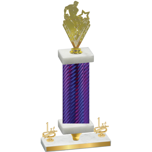 Premium Single Purple Carbon Fiber First Place Rugby Trophy