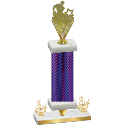 Premium Single Purple Carbon Fiber Third Place Rugby Trophy