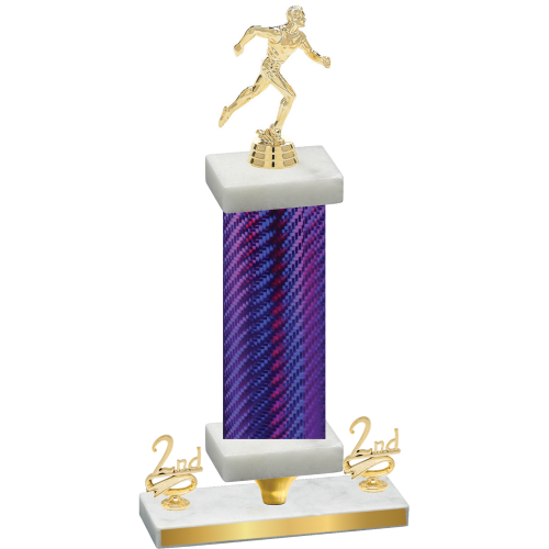 Premium Single Purple Carbon Fiber Second Place Running Trophy