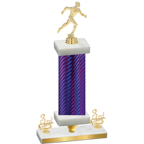 Premium Single Purple Carbon Fiber Third Place Running Trophy