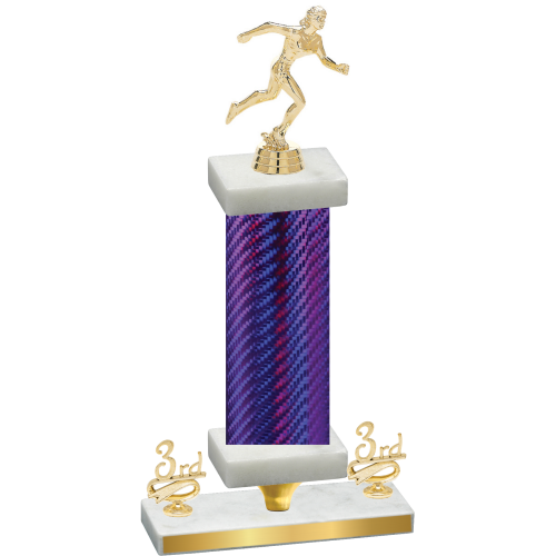 Premium Single Purple Carbon Fiber Third Place Running Trophy