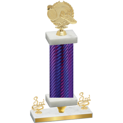 Premium Single Purple Carbon Fiber Third Place Running Trophy