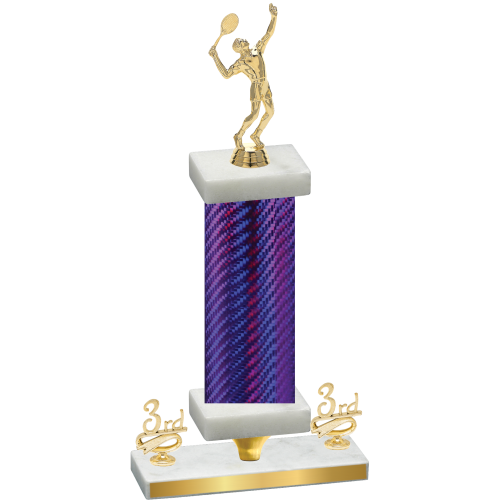 Premium Single Purple Carbon Fiber Third Place Tennis Trophy