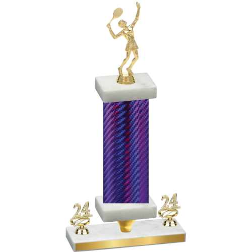 Premium Single Purple Carbon Fiber Year Tennis Trophy