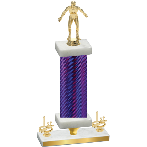 Premium Single Purple Carbon Fiber First Place Wrestling Trophy