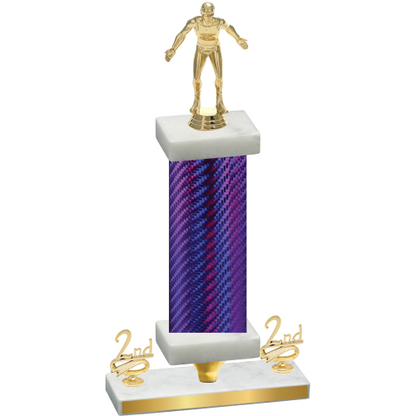 Premium Single Purple Carbon Fiber Second Place Wrestling Trophy