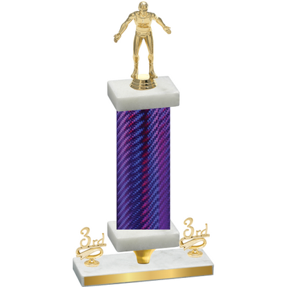 Premium Single Purple Carbon Fiber Third Place Wrestling Trophy