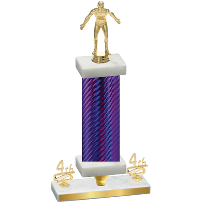 Premium Single Purple Carbon Fiber Fourth Place Wrestling Trophy