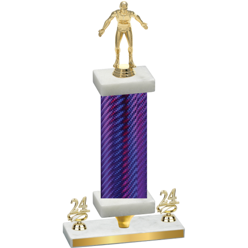 Premium Single Purple Carbon Fiber Year Wrestling Trophy