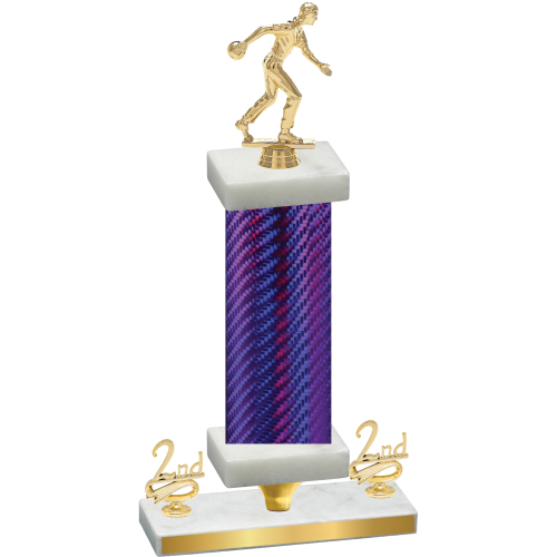 Premium Single Purple Carbon Fiber Second Place Bowling Trophy