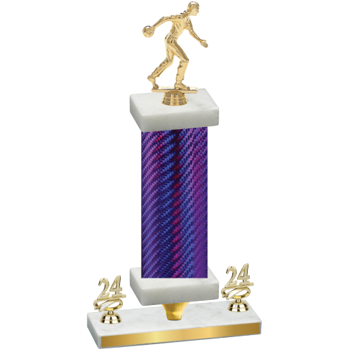 Premium Single Purple Carbon Fiber Year Bowling Trophy