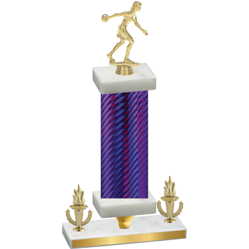 Premium Single Purple Carbon Fiber Victory Bowling Trophy