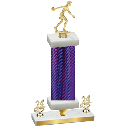 Premium Single Purple Carbon Fiber Year Bowling Trophy