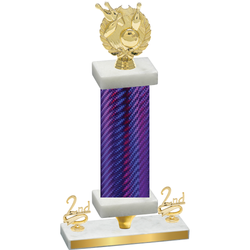 Premium Single Purple Carbon Fiber Second Place Bowling Trophy