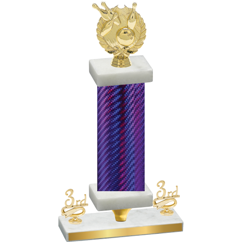 Premium Single Purple Carbon Fiber Third Place Bowling Trophy