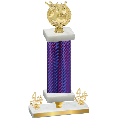 Premium Single Purple Carbon Fiber Fourth Place Bowling Trophy