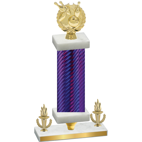 Premium Single Purple Carbon Fiber Victory Bowling Trophy