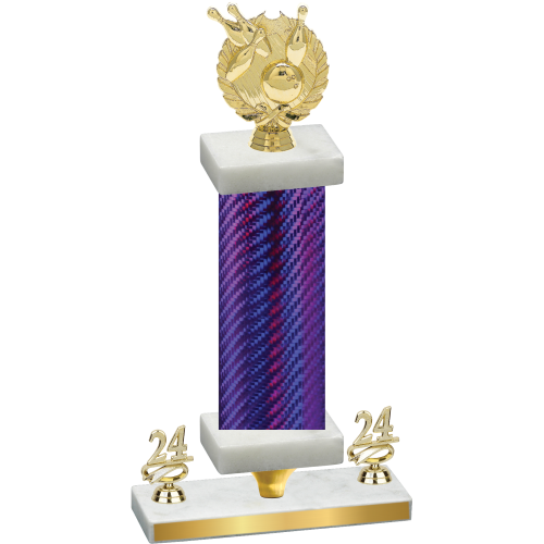 Premium Single Purple Carbon Fiber Year Bowling Trophy