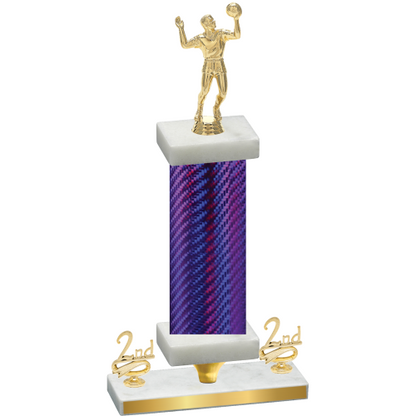 Premium Single Purple Carbon Fiber Second Place Volleyball Trophy