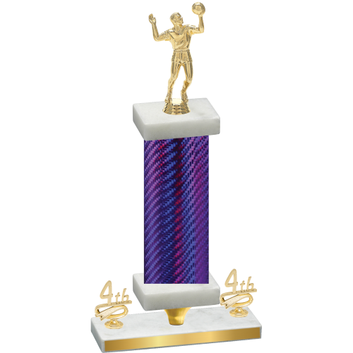 Premium Single Purple Carbon Fiber Fourth Place Volleyball Trophy