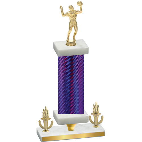 Premium Single Purple Carbon Fiber Victory Volleyball Trophy