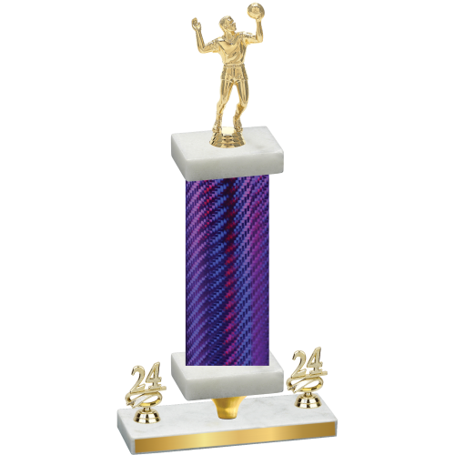 Premium Single Purple Carbon Fiber Year Volleyball Trophy