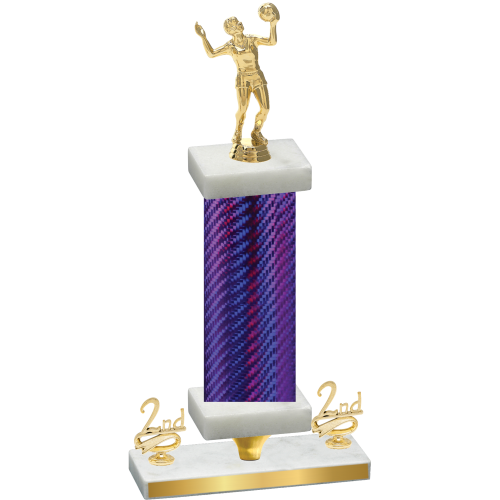 Premium Single Purple Carbon Fiber Second Place Volleyball Trophy