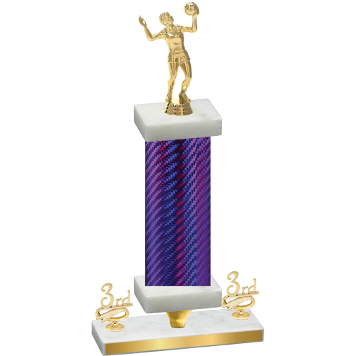 Premium Single Purple Carbon Fiber Third Place Volleyball Trophy