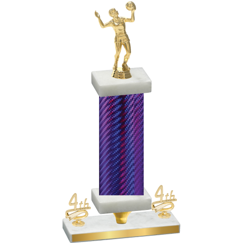 Premium Single Purple Carbon Fiber Fourth Place Volleyball Trophy