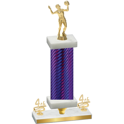 Premium Single Purple Carbon Fiber Fourth Place Volleyball Trophy