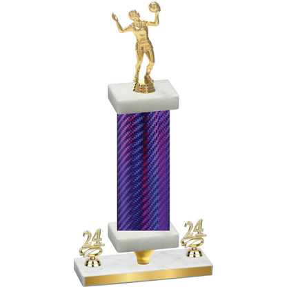 Premium Single Purple Carbon Fiber Year Volleyball Trophy