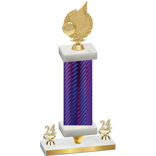 Premium Single Purple Carbon Fiber Year Volleyball Trophy