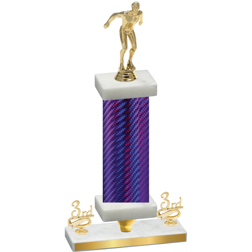 Premium Single Purple Carbon Fiber Third Place Swimming Trophy