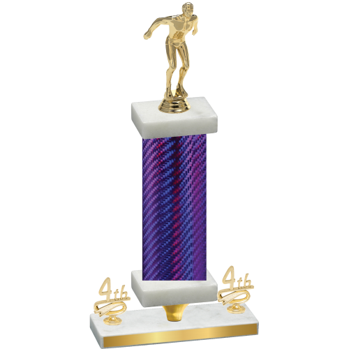 Premium Single Purple Carbon Fiber Fourth Place Swimming Trophy