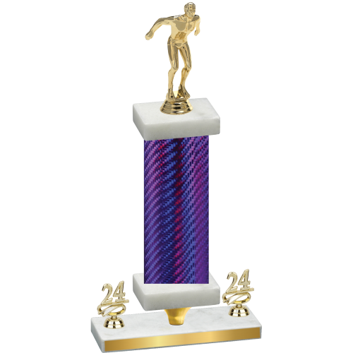 Premium Single Purple Carbon Fiber Year Swimming Trophy