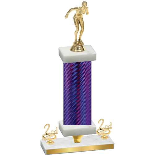 Premium Single Purple Carbon Fiber Second Place Tennis Trophy