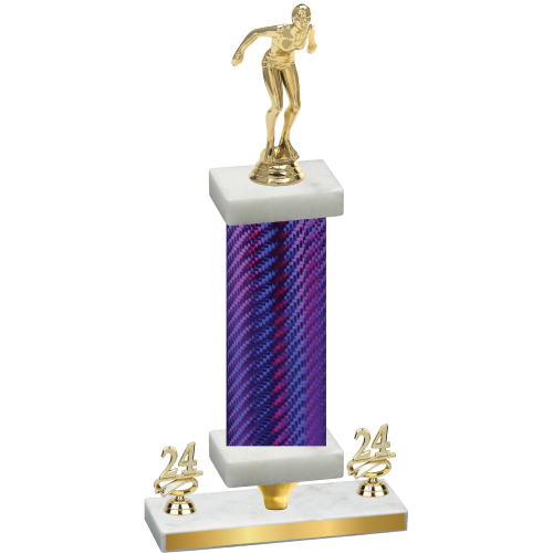 Premium Single Purple Carbon Fiber Year Tennis Trophy