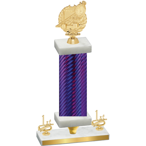 Premium Single Purple Carbon Fiber First Place Swimming Trophy